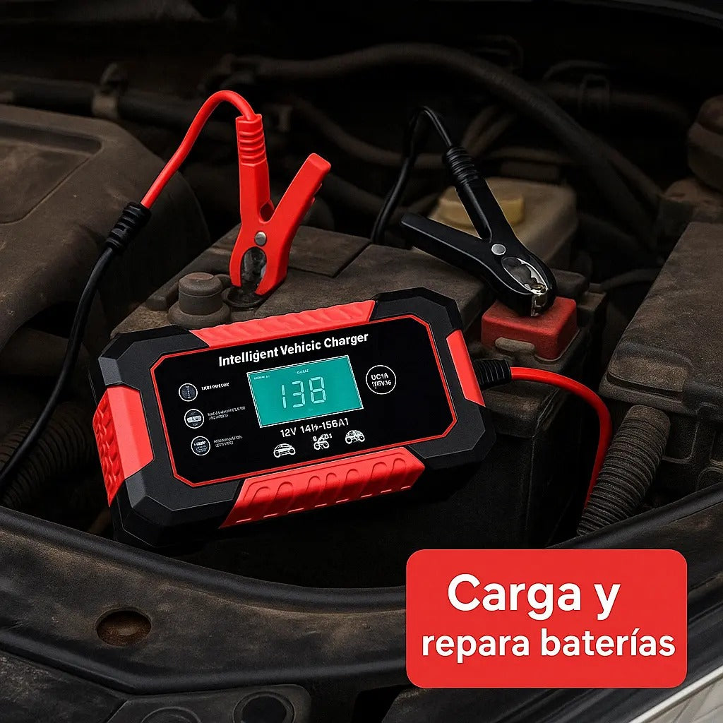Cargador Inteligente De Batería Auto Baterías Moto 12v y 24v con carga rapida y desulfatador.
