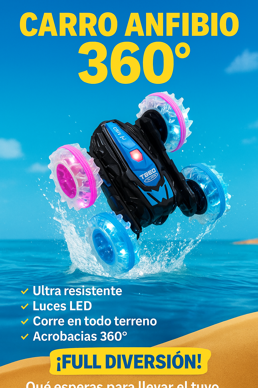 Carro anfibio, tierra, agua, gras, todo terreno.