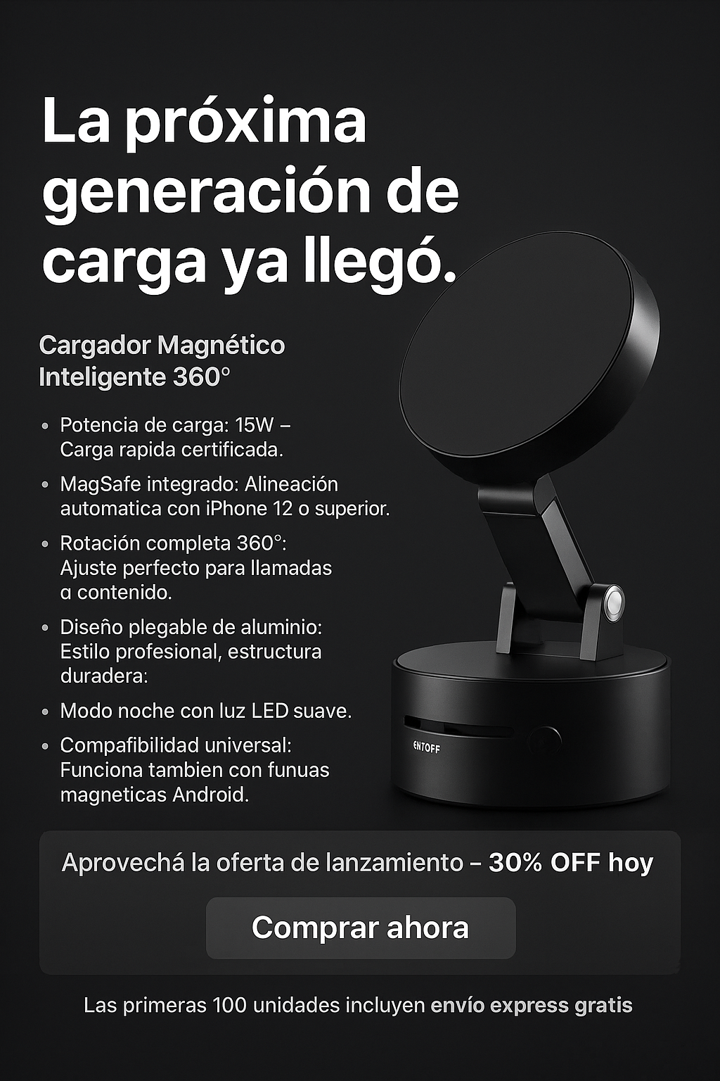 Olvidate de los cargadores con cables molestosos.