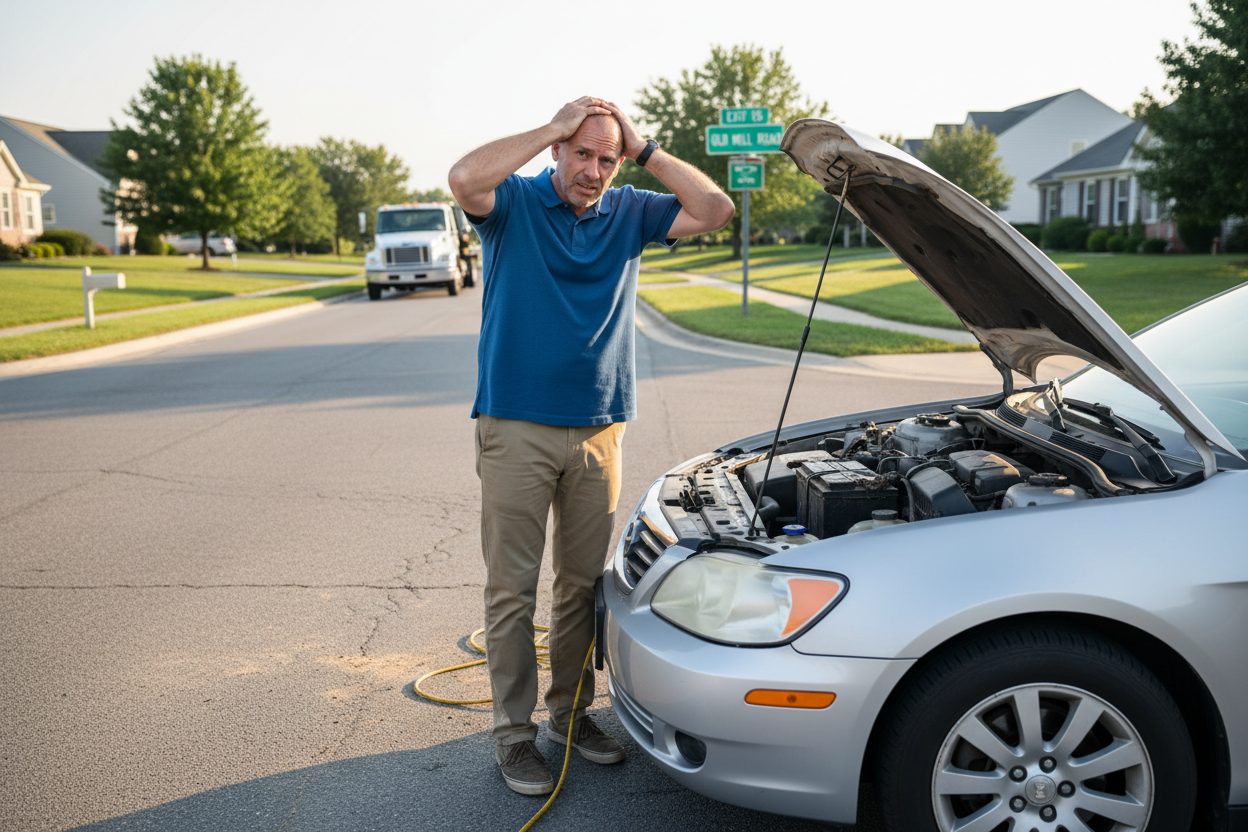 Generame la imagen de un Sr, que su carro se quedo plantado por falta de bateria.